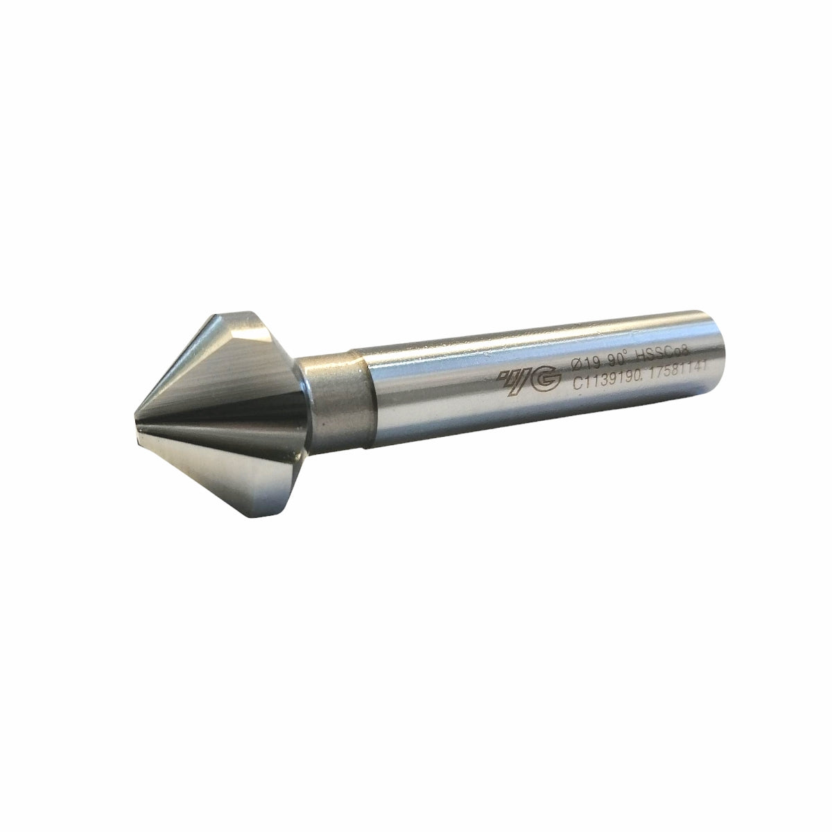 Avellanador cónico YG-1 de 19mm y 3 filos a 90 grados en acero de alta velocidad con 8% de cobalto (HSS-Co8).