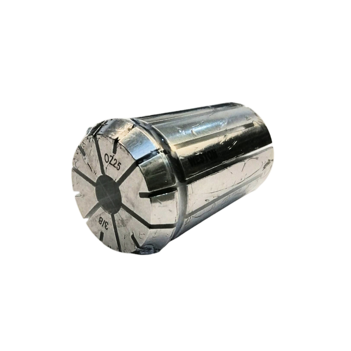 Boquilla de sujeción cilíndrica de acero estándar tipo OZ25 con diámetro interno de 3/8 de pulgada marca Weston Tools para fresadora CNC.