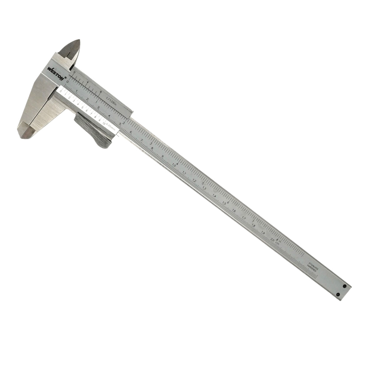 Calibrador vernier mecánico Weston modelo STW-9345 de acero inoxidable de 8 pulgadas con mordazas rectificadas y freno para pulgar.