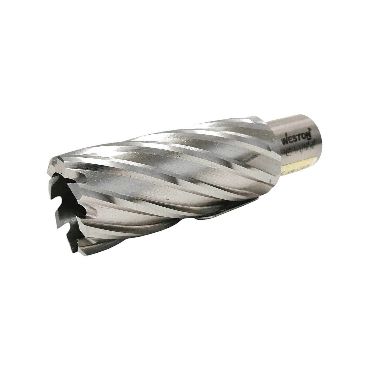 Cortador anular de alta velocidad HSS Weston de 1-1/16 pulgadas de diámetro con 2 pulgadas de profundidad de corte.