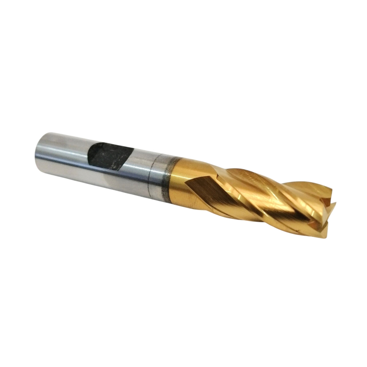 Cortador vertical YG-1 de 4 filos en acero de alta velocidad con recubrimiento de titanio, diámetro y zanco de 3/4 de pulgada.