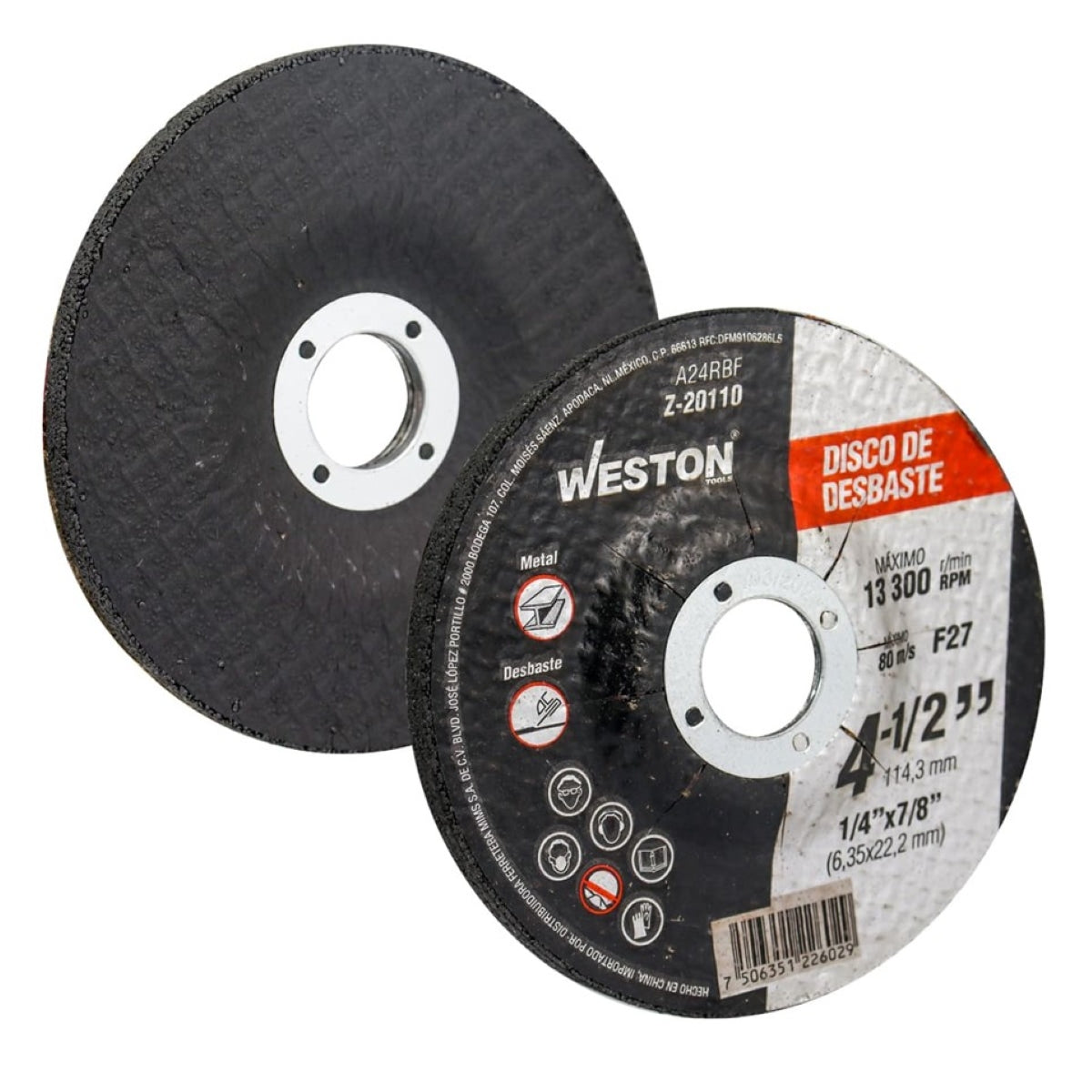 Abrasivo de desbaste. Disco de desbaste para metal 4-1/2" para eliminar rebaba, óxido e impurezas en material de metal