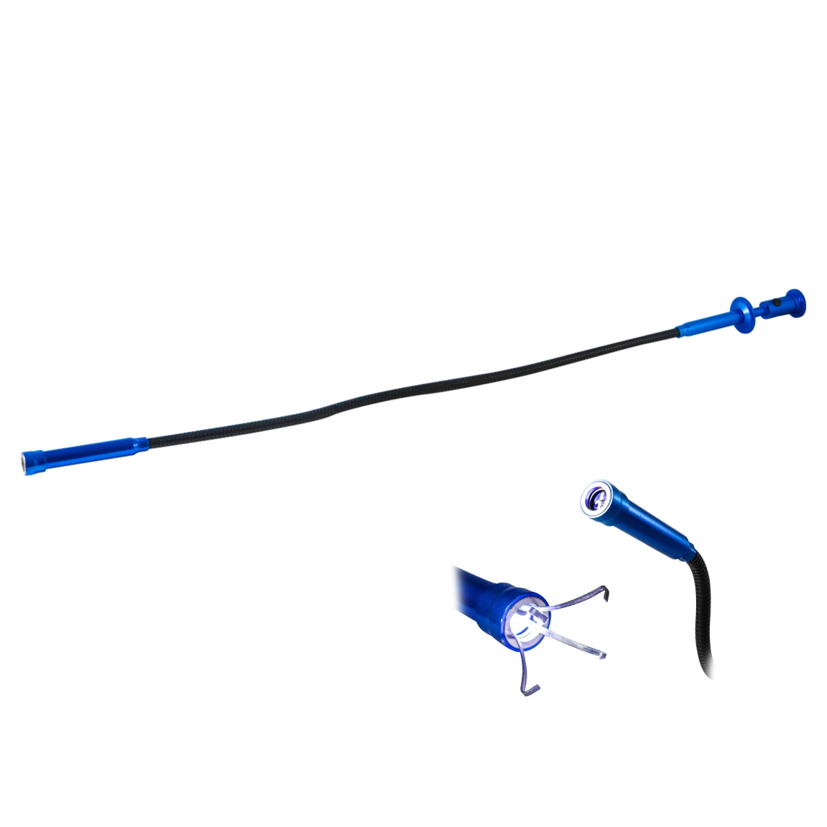 Herramienta recolectora flexible tipo garra mecánica de 24 pulgadas marca Weston modelo SA-305-0270 con imán y luz LED en la punta.