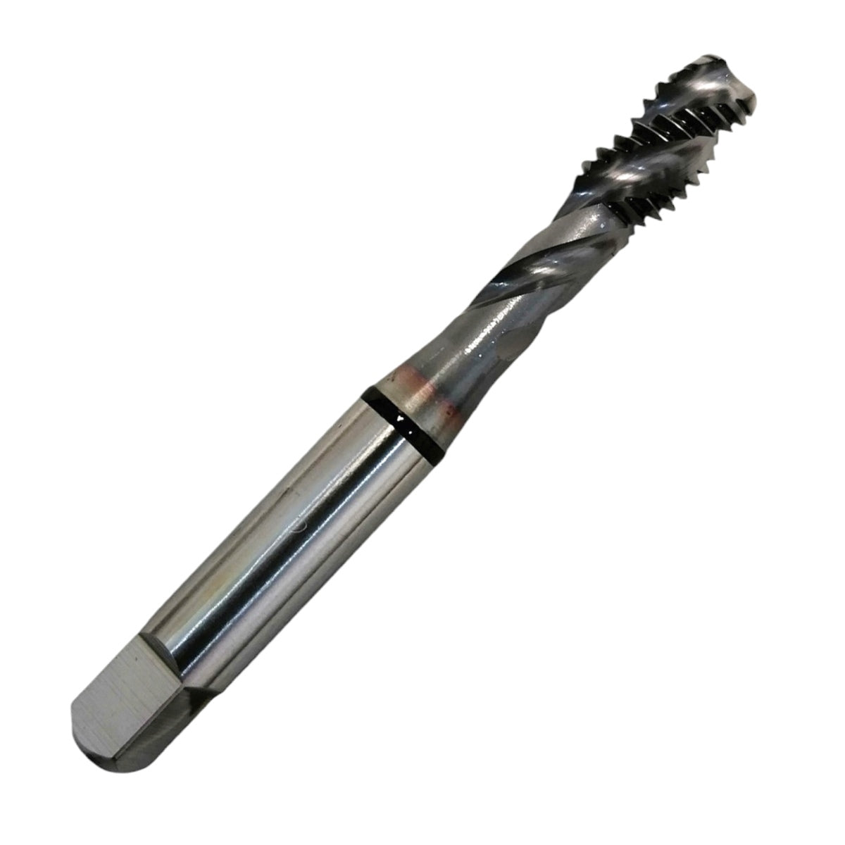 Machuelo de acero cobalto HSS-E marca YG-1, medida 5/16 pulgada - 24, con recubrimiento TiCN y flauta espiral para evacuación de viruta.