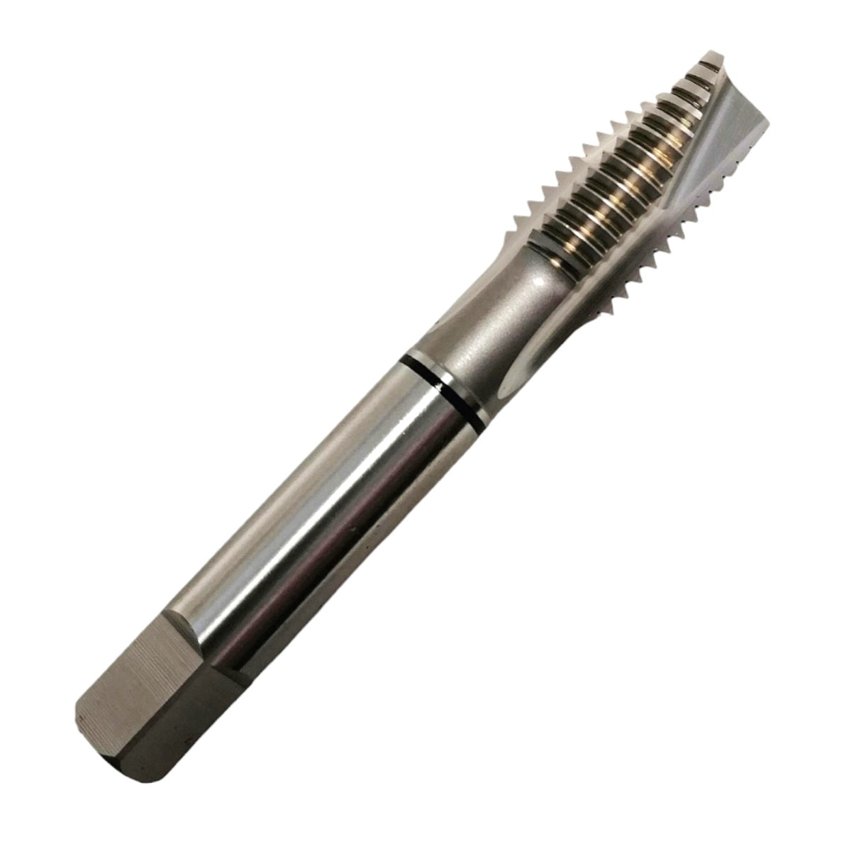 Machuelo de acero cobalto HSS-E marca YG-1, medida M16 x 2.0, con punta tipo GUN para roscado industrial en agujeros pasantes.