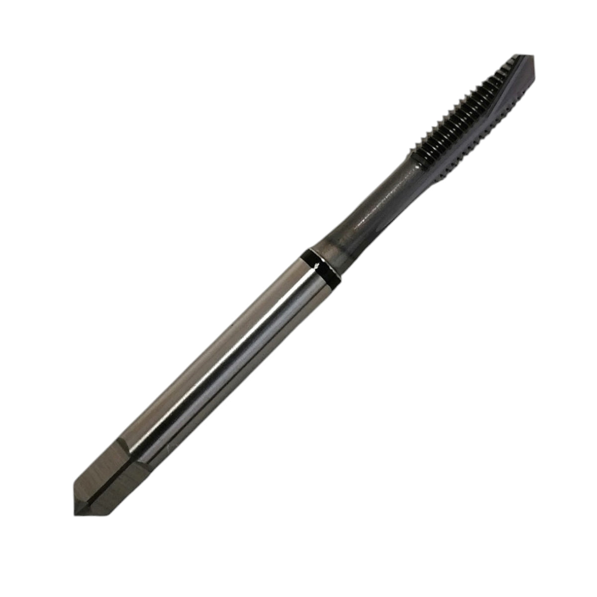 Machuelo de acero cobalto HSS-E marca YG-1, medida M5 x 0.8, punta tipo GUN con recubrimiento de carbonitruro de titanio (TiCN).