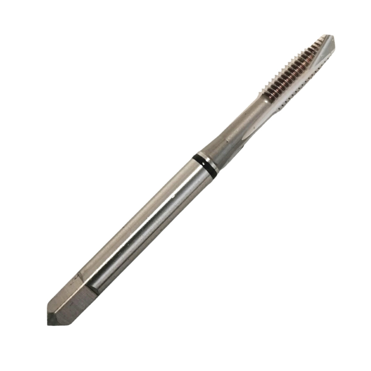 Machuelo de acero cobalto HSS-E marca YG-1, medida M5 x 0.8, con punta tipo GUN para barrenos pasantes.