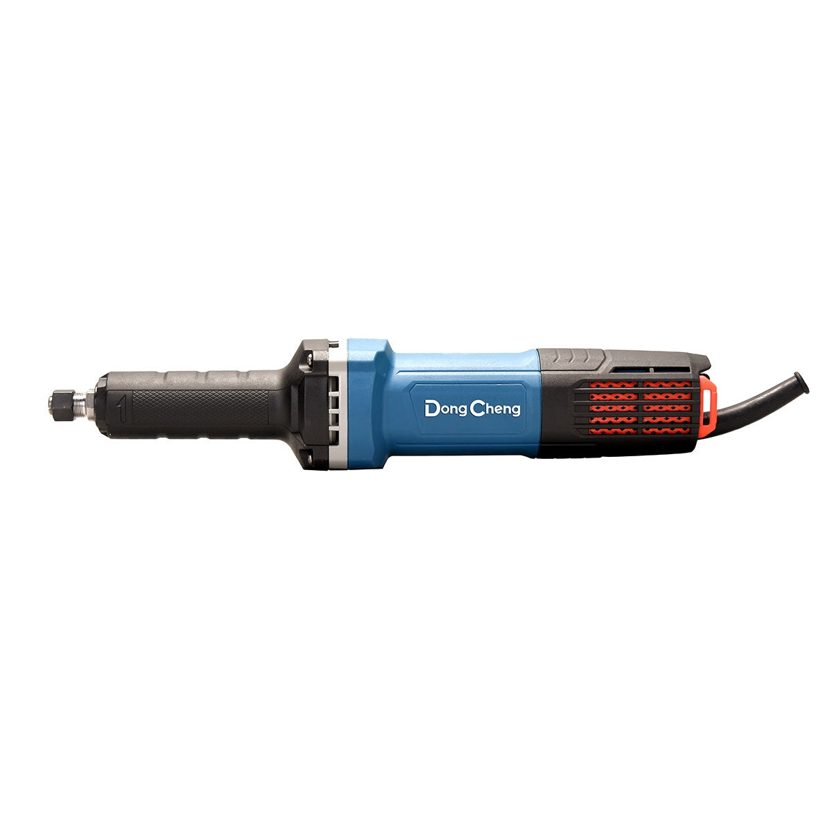 Rectificadora de matriz Dong Cheng de 710W con mordaza de 1/4 pulgada, diseño alargado para acceso a espacios difíciles y motor de alta velocidad a 33,000 RPM.