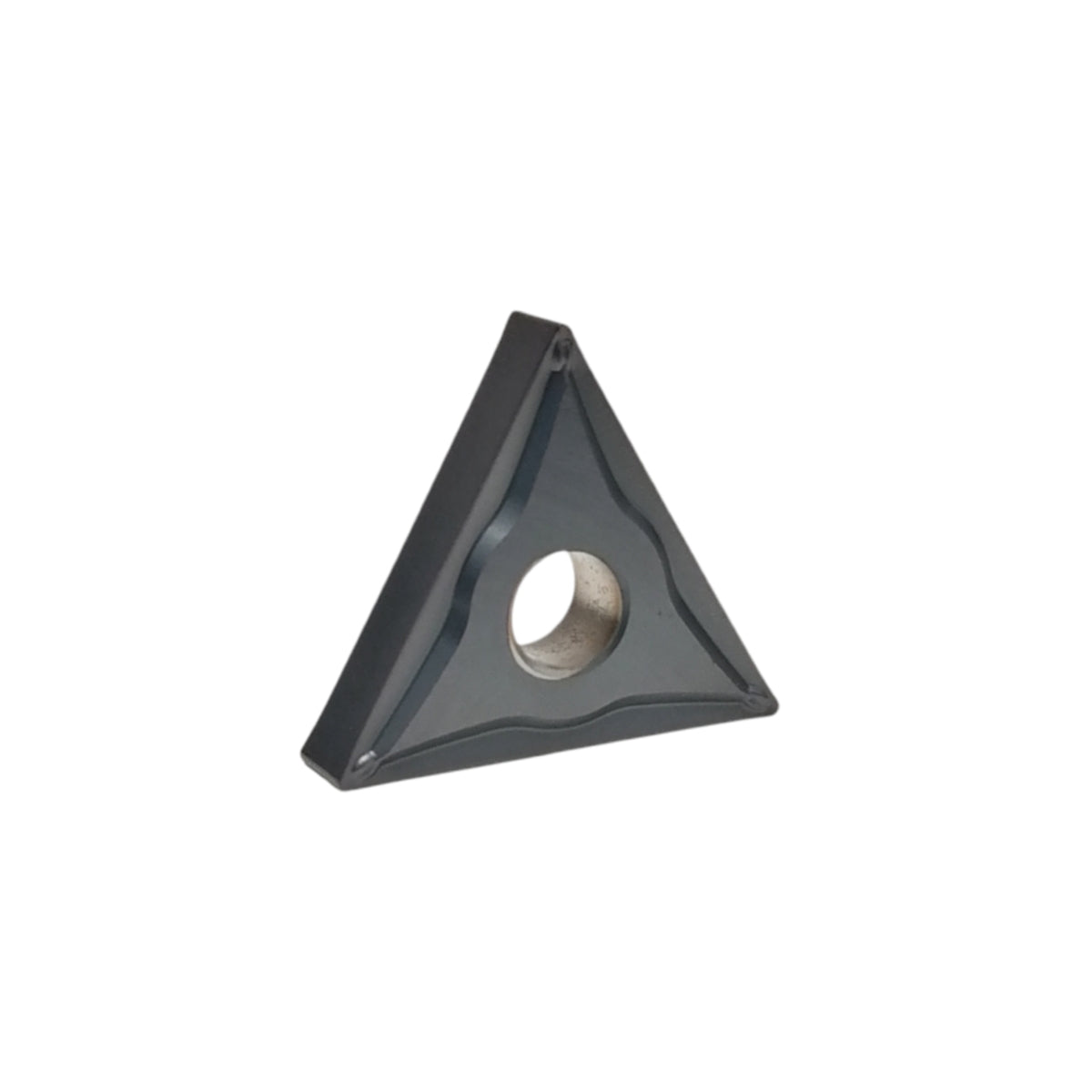 Inserto de carburo Sumitomo TNMG431ESU-AC5025S, forma triangular con rompevirutas ESU y recubrimiento PVD oscuro para torneado de aleaciones exóticas.