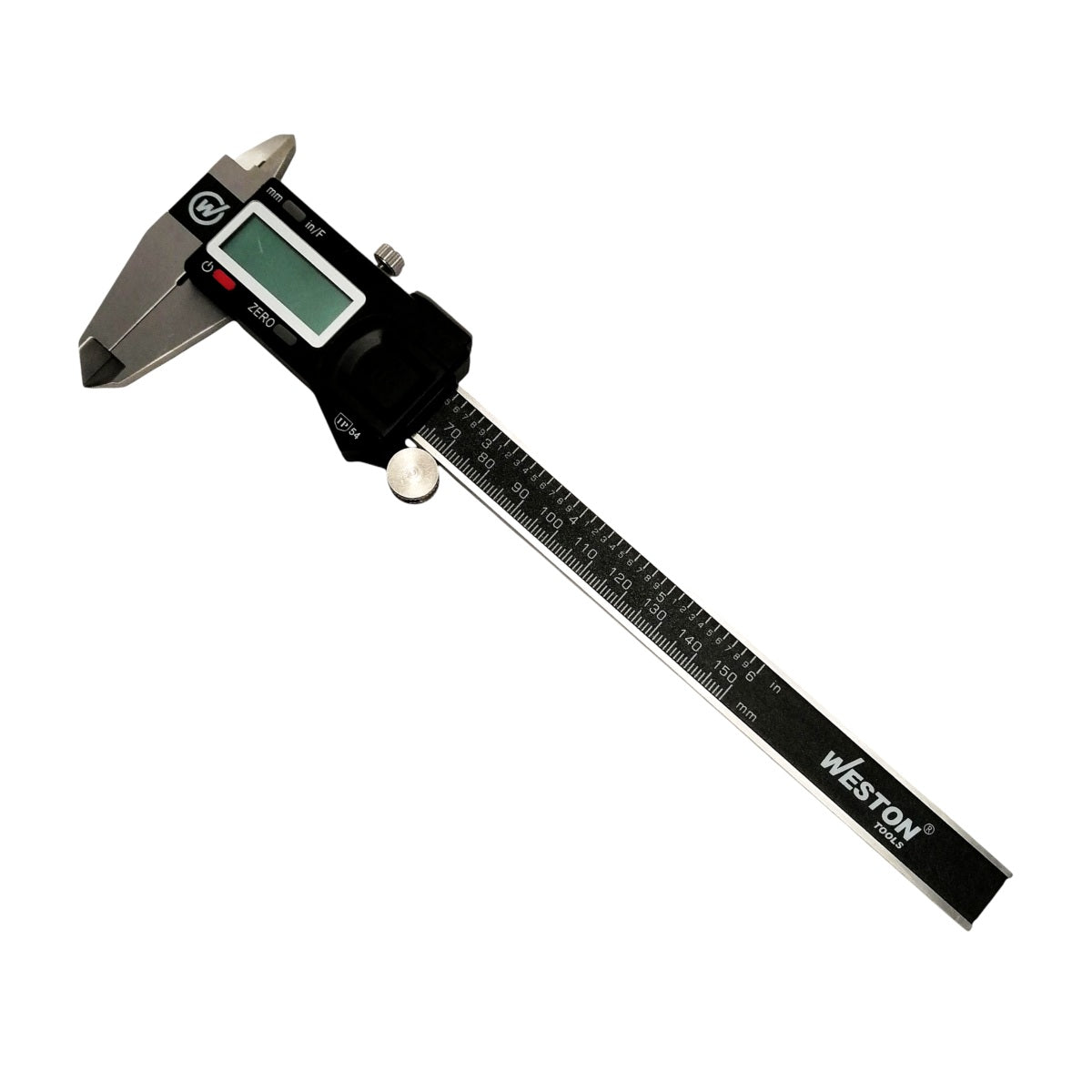 Calibrador digital Weston IP54 de 6" resistente al agua para medición.