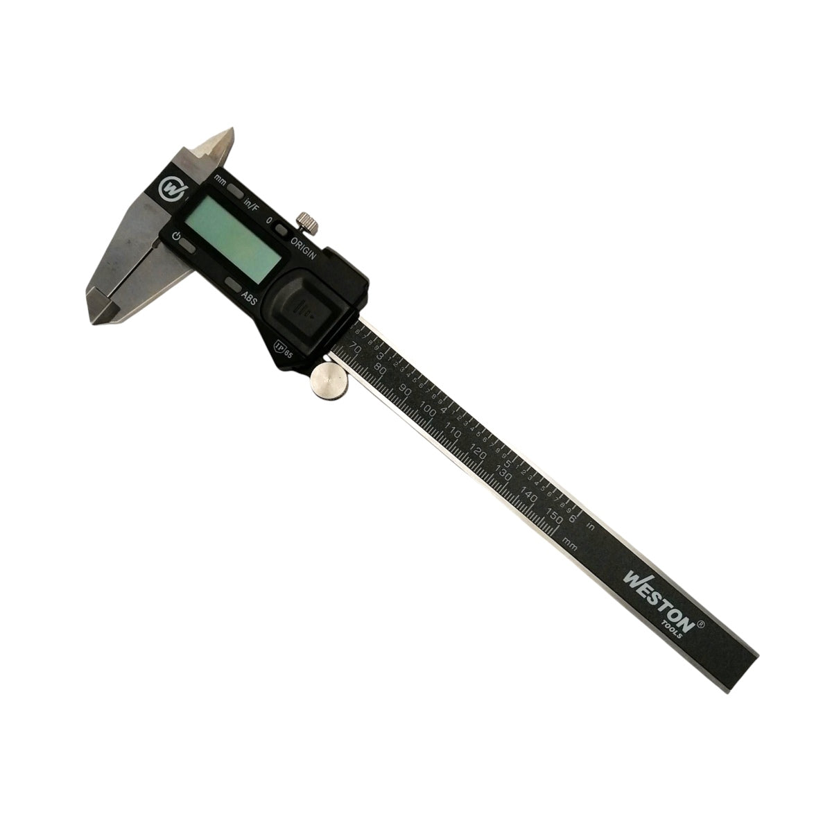 Calibrador vernier digital 6" con protección IP65, IP54 contra agua, aceite y polvo para medición.