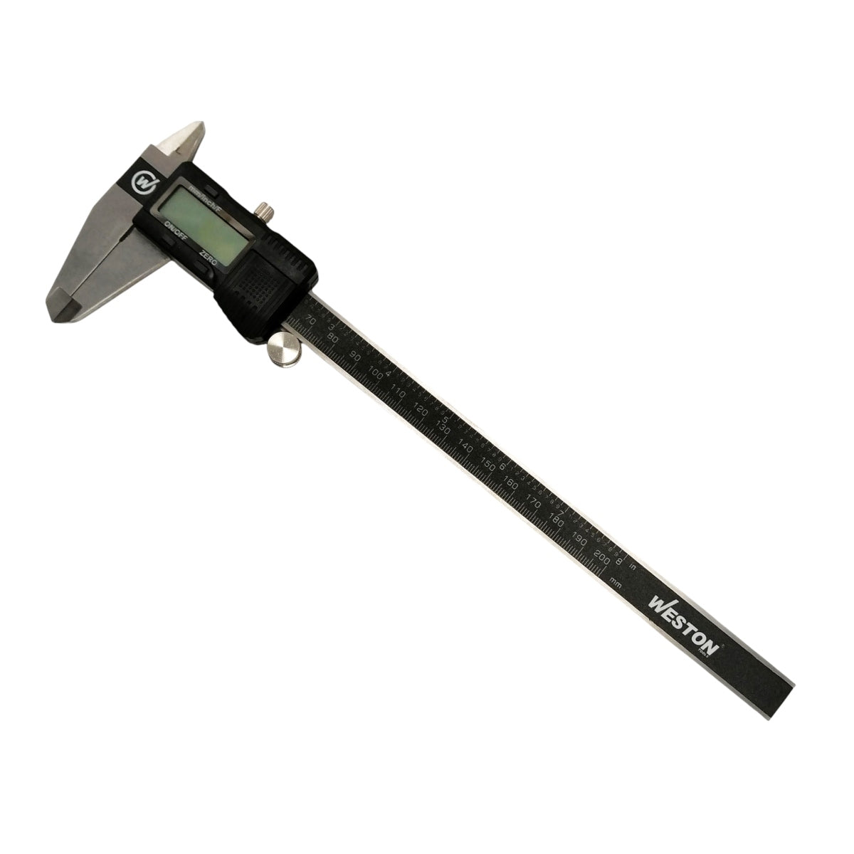 Calibrador digital Weston de 8" con carcasa plástica y mordazas de acero inoxidable para medición