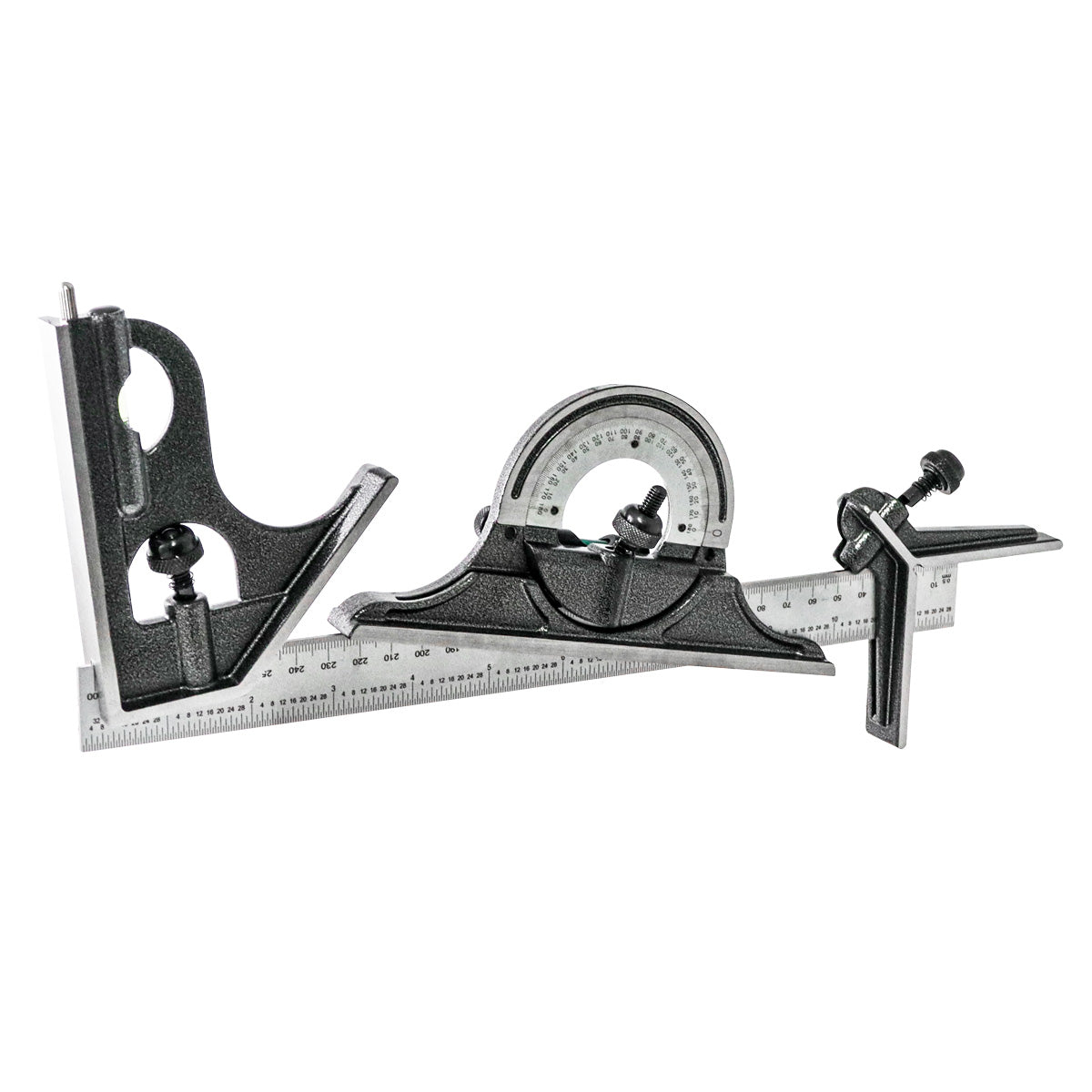 Juego de escuadra combinada Weston de 4 piezas con regla de acero y cabezales de 90/45 grados para medición