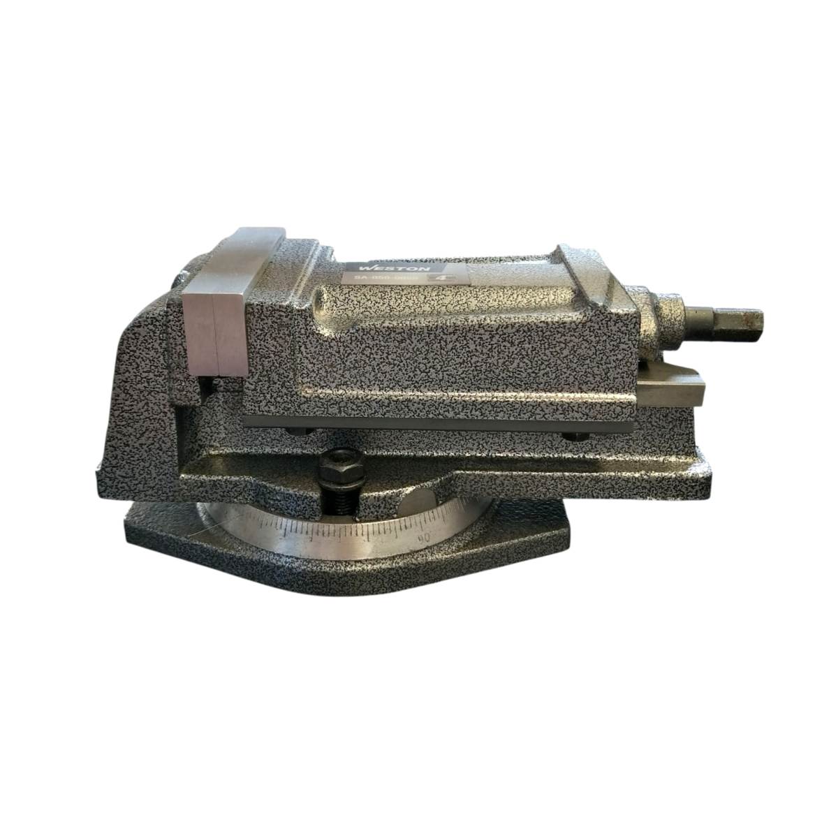 Prensa giratoria Weston de 4" para maquinaria con base giratoria de 360°.