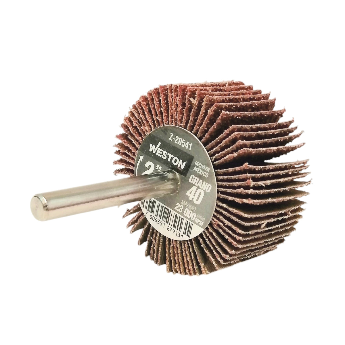Rueda flap con grano 40 2" Para uso en acero, acero inoxidable, madera, pintura, barniz, plástico y fundición. Abrasivo